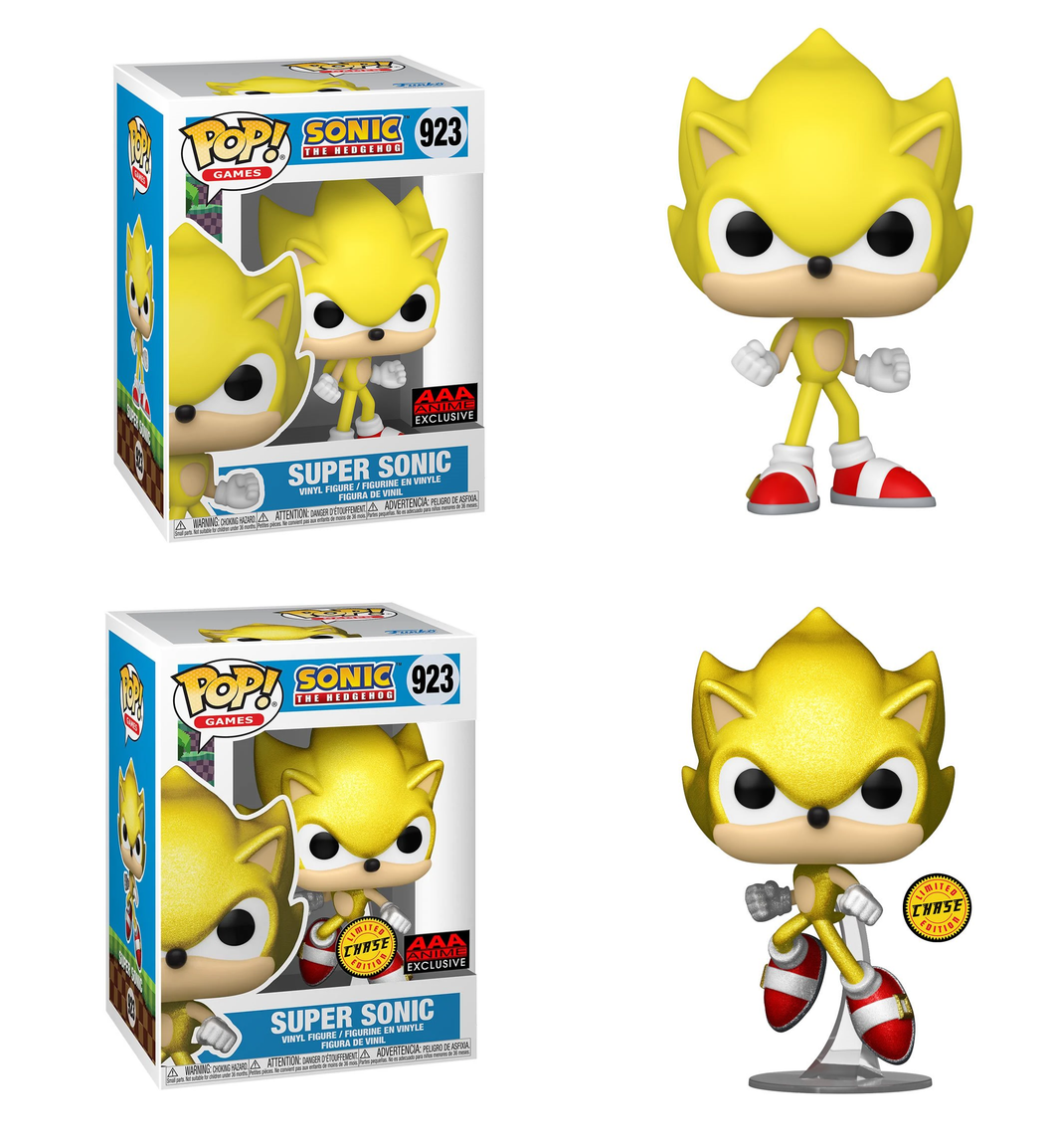 Funko Sonic the Hedgehog Super Sonic AAA Anime Exclusive #923 - CHASE/COMMON Bundle!