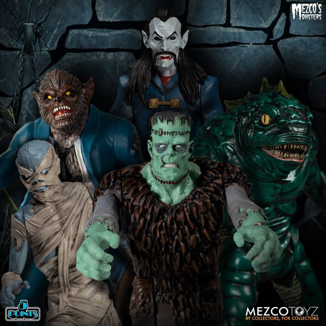 Mezco's Monsters Tower of Fear 5 Points Action Figures Deluxe Set