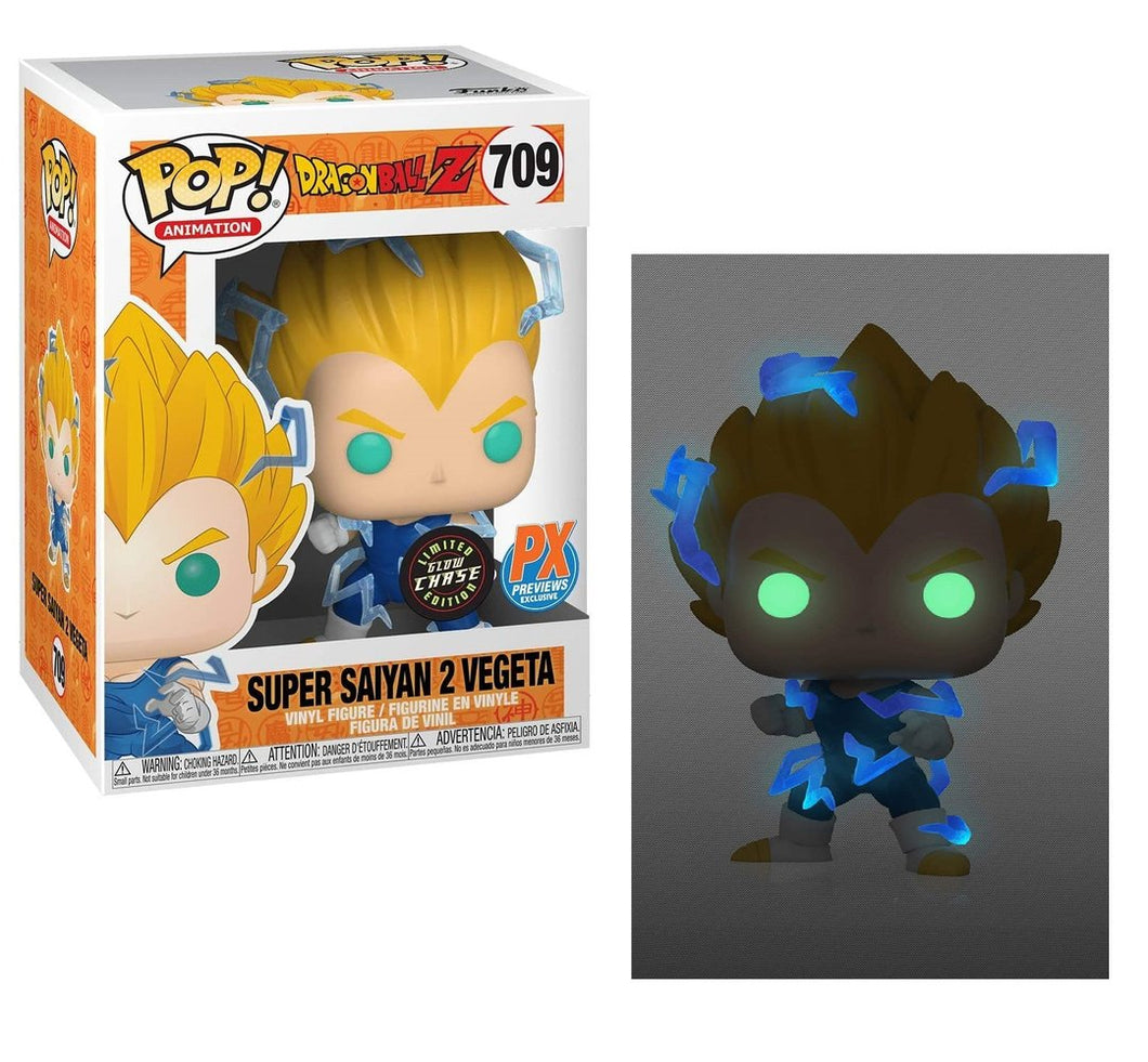 Funko Dragon Ball Super Saiyan 2 Vegeta PX Exclusive Glow In The Dark #709 Chase/Common Bundle