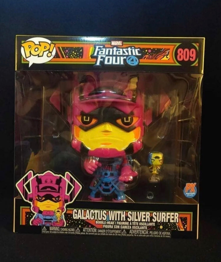 Funko Marvel Galactus with Silver Surfer Black Light Version Jumbo PX Excusive 10